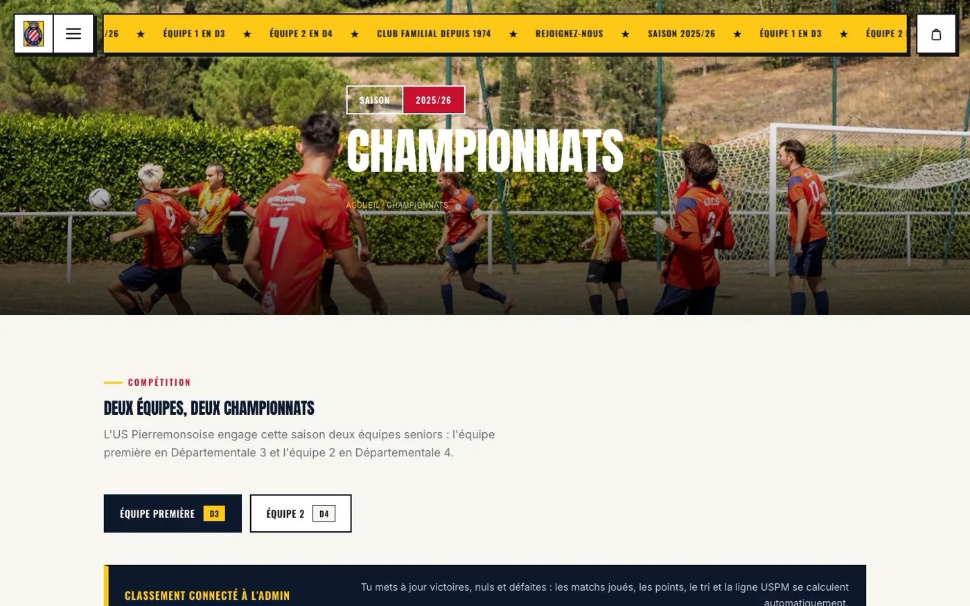 Page championnats du site de l'US Pierremonsoise